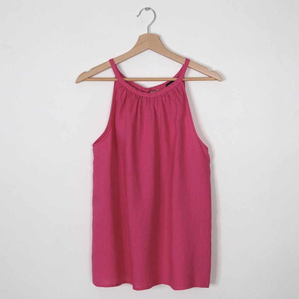 Saks Fifth Avenue 100% Linen Halter Neck Top Pink Large